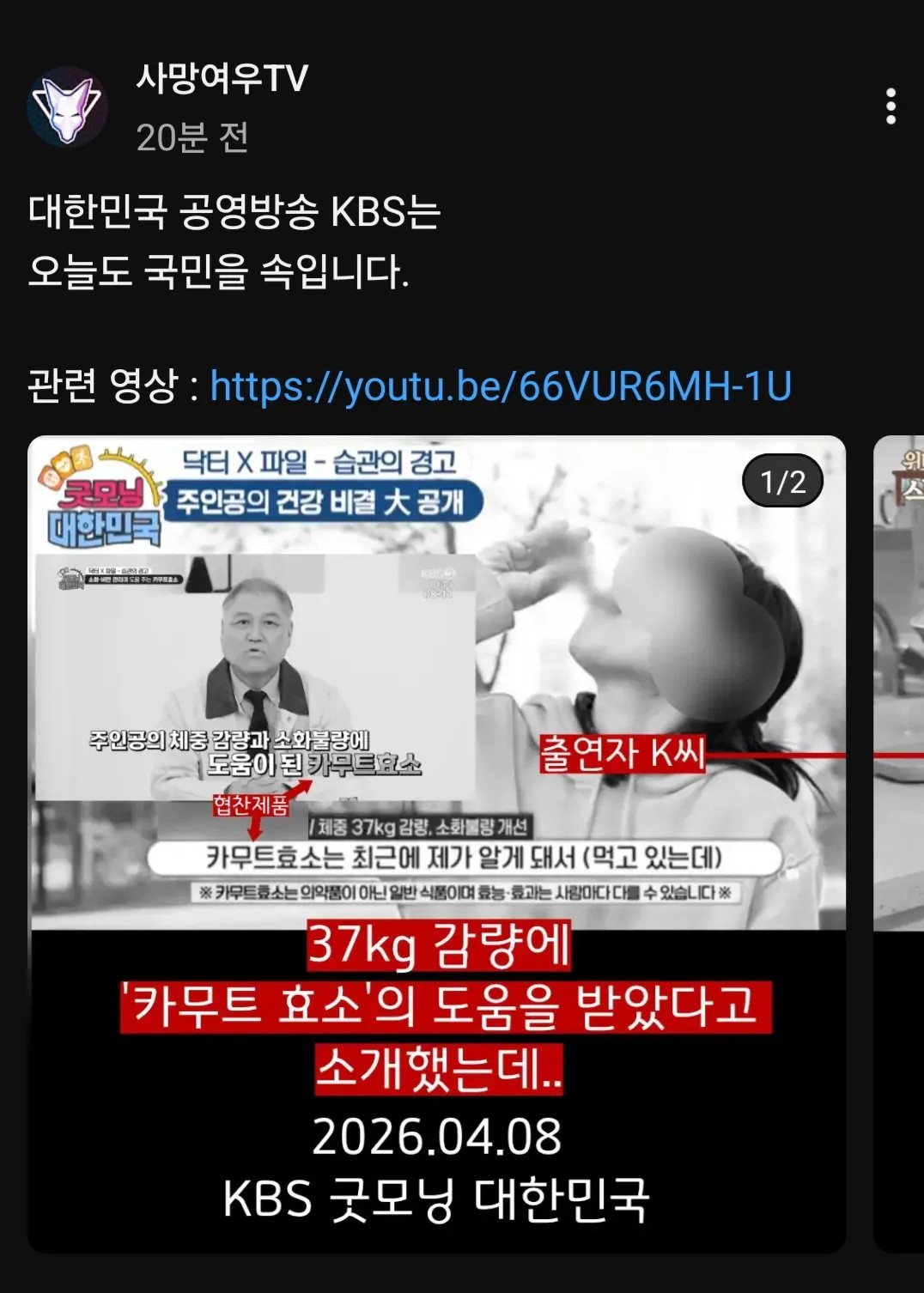 SPORTS SOS | 유튜브채널 '사망여우' 근황 정보